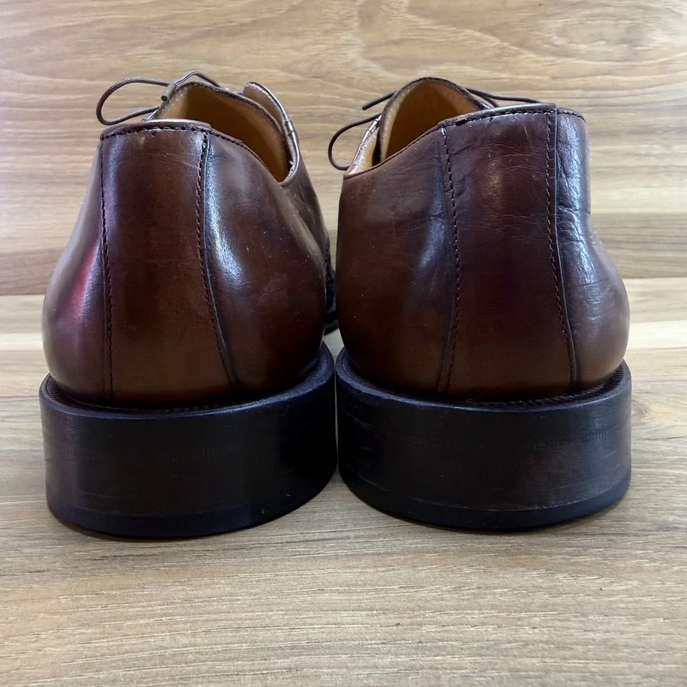 Principe Woven Leather Cap Toe Oxfords Mens 11 M Brown Leather Formal Wedding